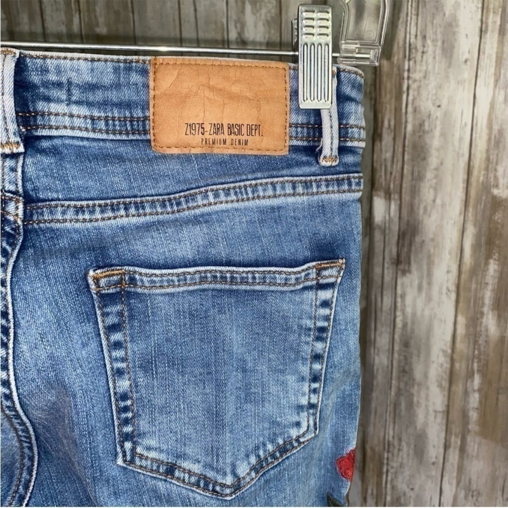 Zara Embroidered Floral Ankle Jeans - Picture 8 of 10